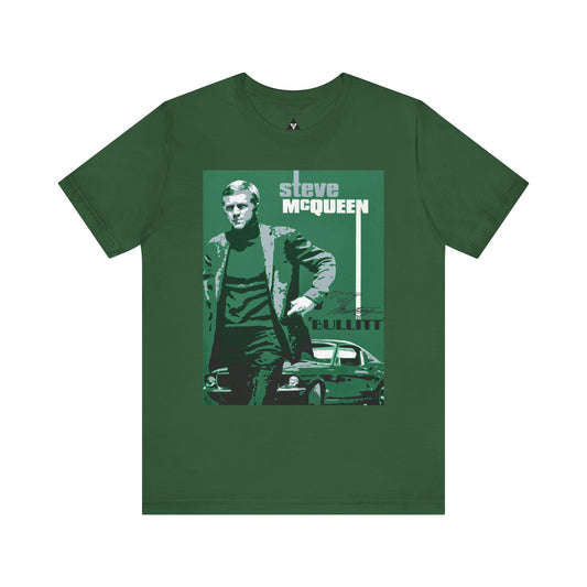 Bullitt Steve McQueen Movie Poster Unisex Men's Cotton T-Shirt, Mustang Bullitt Shirt, Mustang Shirt, Steve McQueen Shirt Movie Poster Shirt